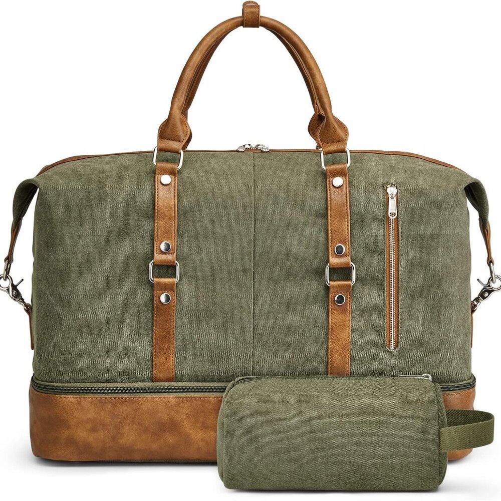 Weekender Bag for Men Canvas Duffle Large Weekend Overnight Travel Carry On Tote